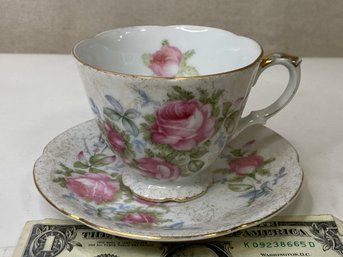 Norcrest Dresden Rose Teacup And Saucer