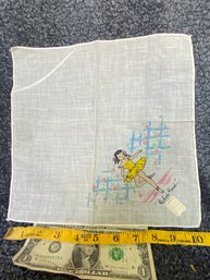 Vintage Handkerchief - Tag On- Yellow Ballerina