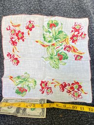Unique Vintage Handkerchief Floral Red Yellow And Green