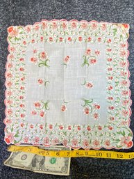 Coral Daffodil Vintage Handkerchief Tags Still On