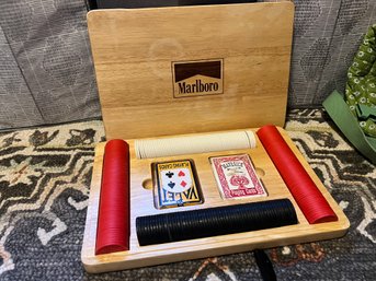 Marlboro Poker Set, Chips And 2 Decks Of Cards