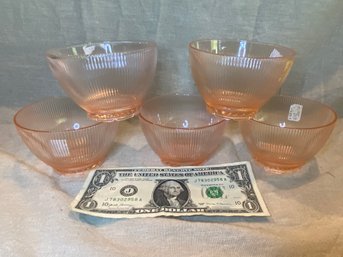 5 Vintage Depression Glass Jeannette Dessert/Fruit Bowls
