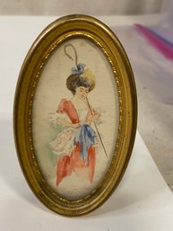 Victorian Era Frame With Art ( Looks Like An Actual Watercolor)