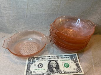 8 Vintage Pink Depression Glass Jeannette Bowls Small