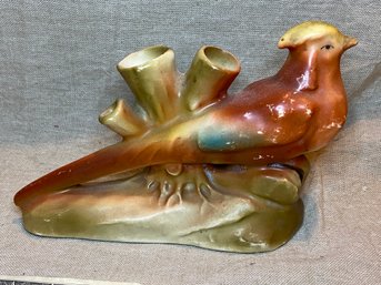 Vintage 1940s Czech Ceramic Pheasant Vase #2