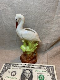 Czech Ceramic Heron Planter/figurine Vintage 6'