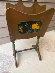 Art Deco Wood Magazine Rack/music Rack Lovely Poppies On One Side And Design On The Other.