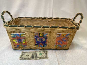 Adorable Basket With Cute Tiles On Front