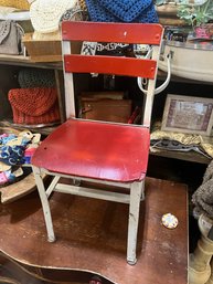 Metal And Wood Vintage School Chair