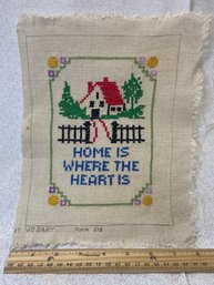 Vogart Hand Stitched 'home Is Where The Heart Is'