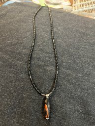 Artisan Made Hematite, Japanese Seed Bead, Fire Agate Necklace