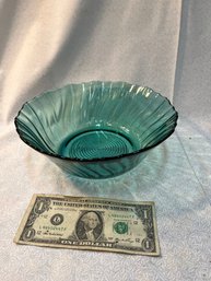 Vintage Jeanette Swirl Ultramarine Green Bowl-Hard To Find!(1 Of 2)