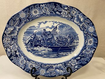 14'x 11' Liberty Blue Platter - Washington Crossing The Deleware