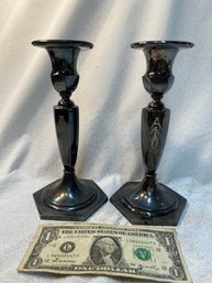 Superior Silverplate Co. 8' Engraved Candlesticks