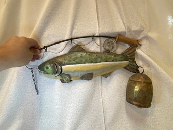 Fisherman's Lot - Iron Hook And Fish Decor With Brass Bell