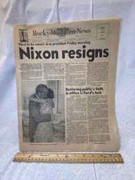 Vintage Rocky Mountain News 'nixon Resigns' Newspaper