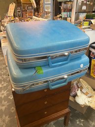 Vintage Set Of Blue Samsonite Suitcases