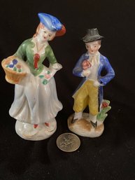 1945-1952  2 Ceramic Figurines-Made In Occupied Japan