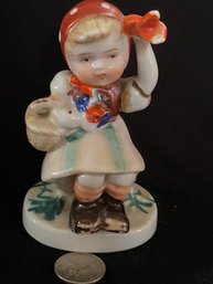 1945-1952  Girl Ceramic Figurine-Made In Occupied Japan