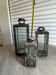 Lanterns - Set Of 3 - Middle Size Missing Door Glass