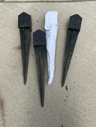 Post Supports (set Of 4) -- Fits 4' X 4' Posts -- Anchor Is 18 Inches Deep Into Ground