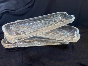 8.5' X3' Three Pressed Glass MCM Corn Cob Holders. Super Fun!