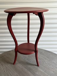 Small Side Table - Red - 20 Inch Diameter Top X 30' Tall - Top Is Slightly Warped