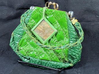 Super Cute Vintage Green Small Purse With Mirror