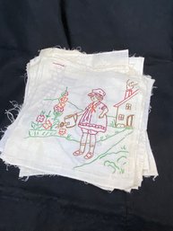 20 Vintage 9X9' Hand Embroidered Quilt Blocks- See Desc.