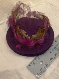 Fancy Purple Vintage Hat With Feathers