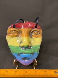 Rainbow Mask Artwork Handmade Pottery