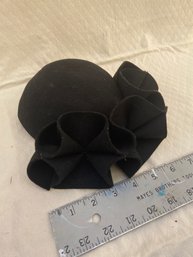 Drop Dead Gorgeous Black Wool Felt Hat With 'ruffle'. Channel Looking