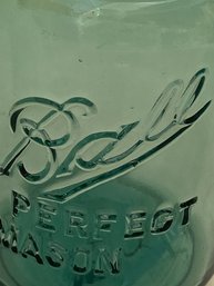 Vintage Ball Canning Jar-  Pint Aqua Jar With Lid-