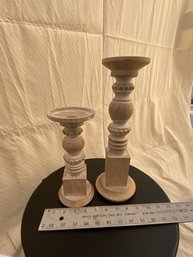 Two New Candlesticks For Taper Or Pillar. White Washed And Very Pretty