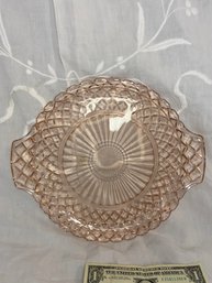 12x10 Pink Depression Glass Platter With Handles