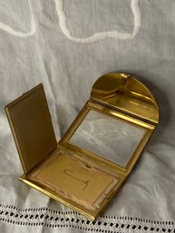 Vintage Makeup Compact With Powder Puff 2.5' X 3.5'