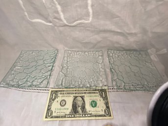 Set Of 3, 5.5' Square Textured Glass Plates