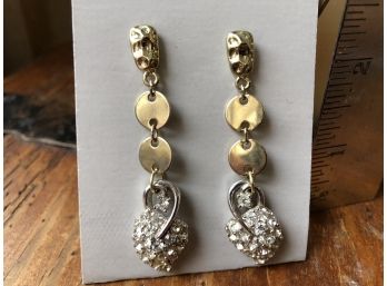 Large Vintage Drop Earrings With Rhinestones (pierced) 3