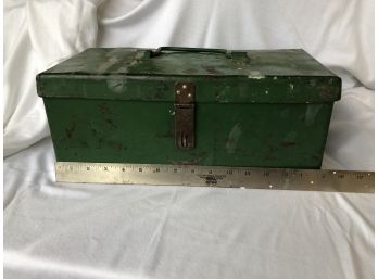 Vintage Green Steel Tool/Storage Box With Handle