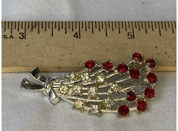 'Silver' Red Stone Pin