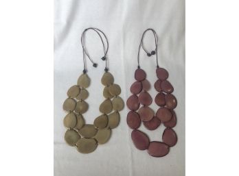 Two Handmade Tagua Nut Necklaces