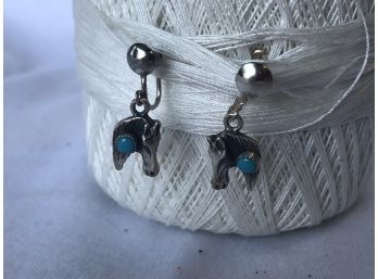 Silver Screw Post Horse Earrings