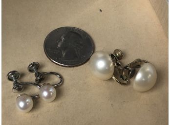 2 Pairs Of Pearl Clip Earrings