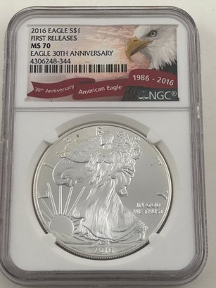 2016 Silver Eagle One Dollar NGC MS  First Release -344