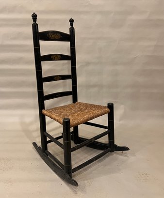 18th Century Paint Decorated Ladder Back Rocker