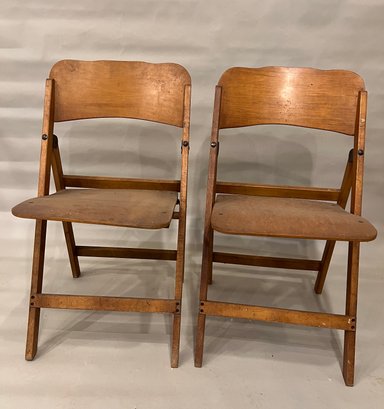 Pair Of Vintage Wood Folding Chairs