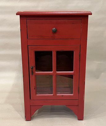 Country Style Cupboard Stand With Single Drawer And Glass Cupboard