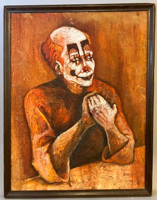 Textured Painting On Board Of A Clown