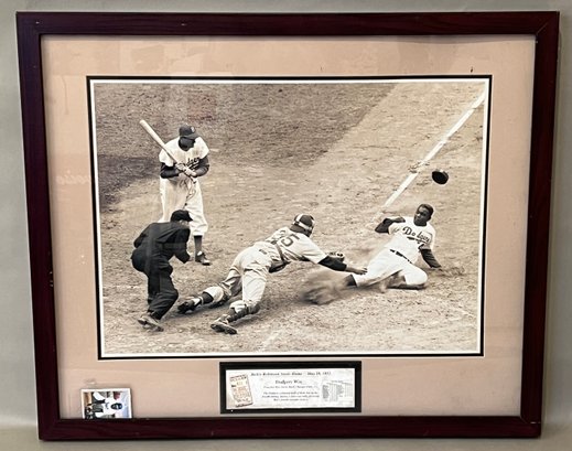 Jackie Robinson Steals Home Baseball Picture