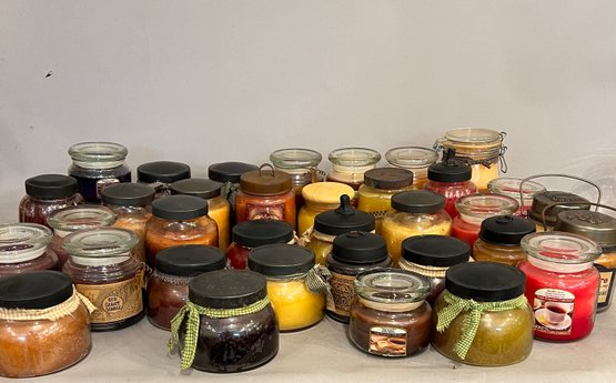 30 Vintage Jar Candles Of Assorted Sizes Scents And Brands